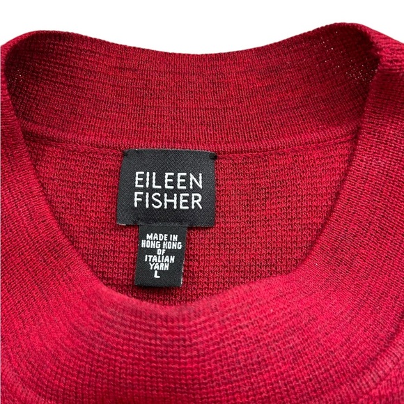 Eileen Fisher Merino Wool Sleeveless Top Sweater Women's Large Red Italian Yarn - Picture 3 of 4